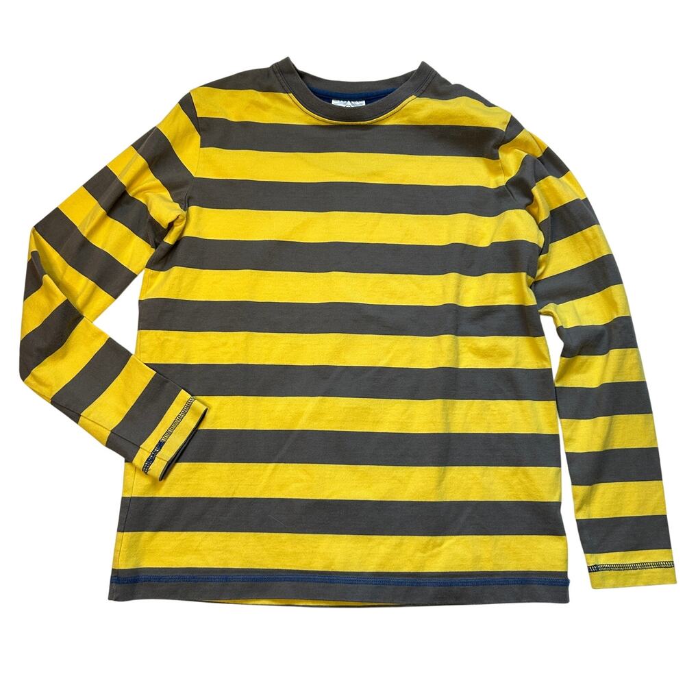 Hanna Andersson Yellow & Gray Striped Shirt - Size 160 (US 14-16)